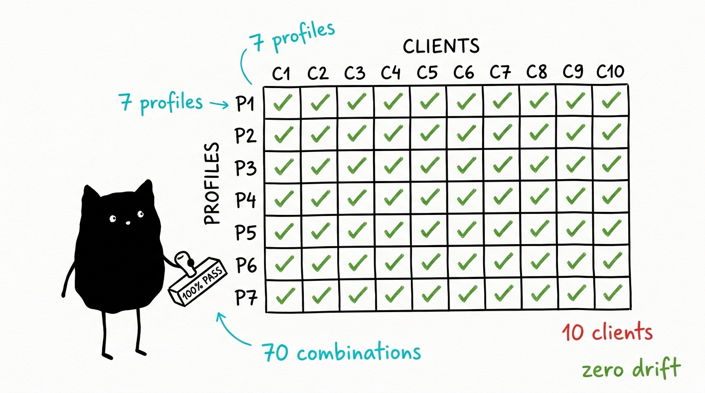 Blotcat 70-Combination Multi-Client Matrix Verification